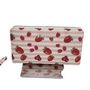 NEW XOZIP-F  Betsey Johnson Strawberry Long Continental Wallet  Or Wristlet